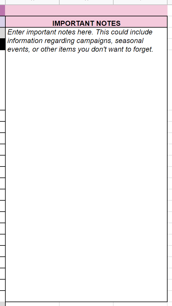 Important Notes Section